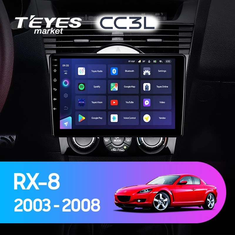 Комплект магнитолы TEYES CC3L 9.0" для Mazda RX-8