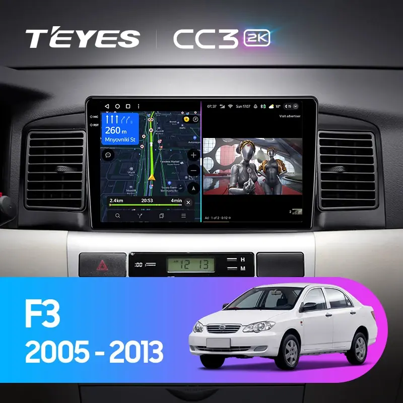 Комплект магнитолы TEYES CC3 2K 9.5" для BYD F3 I 2005-2013