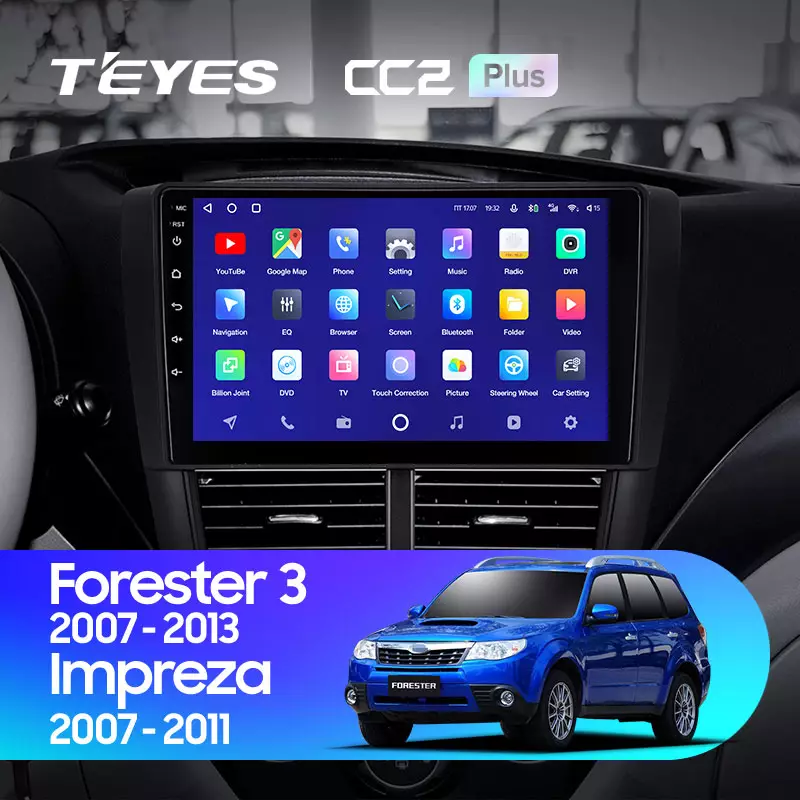 Комплект магнитолы TEYES CC2 Plus 9.0" для Subaru Forester SH 2007-2013