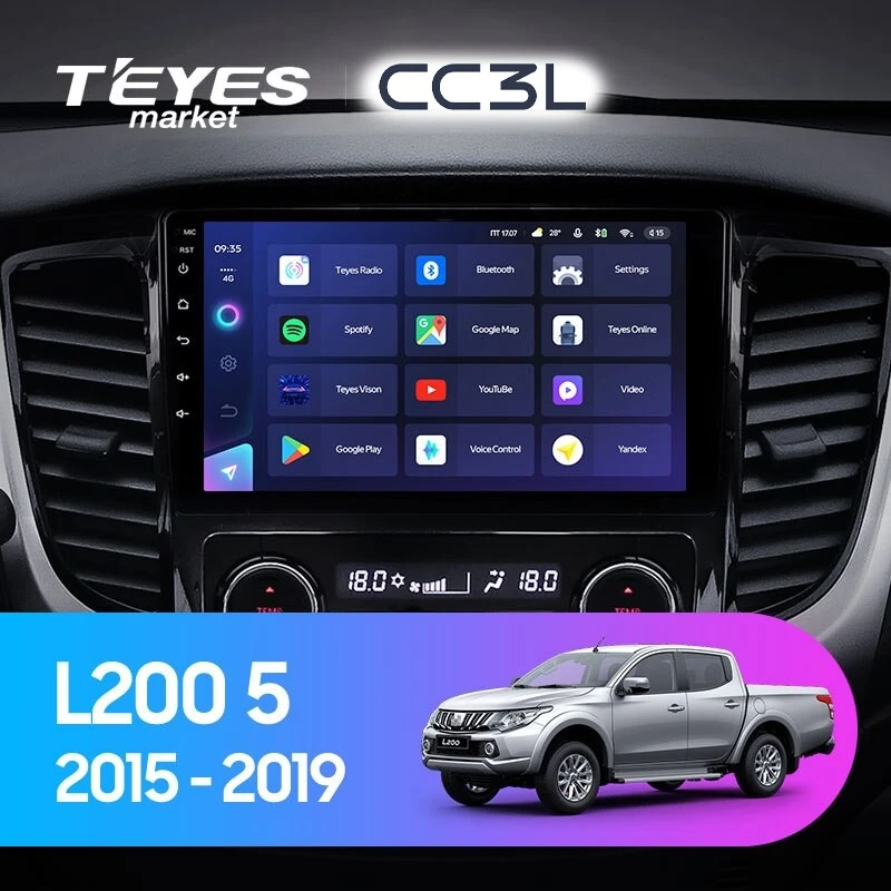 Комплект магнитолы TEYES CC3L 9.0" для Mitsubishi L200