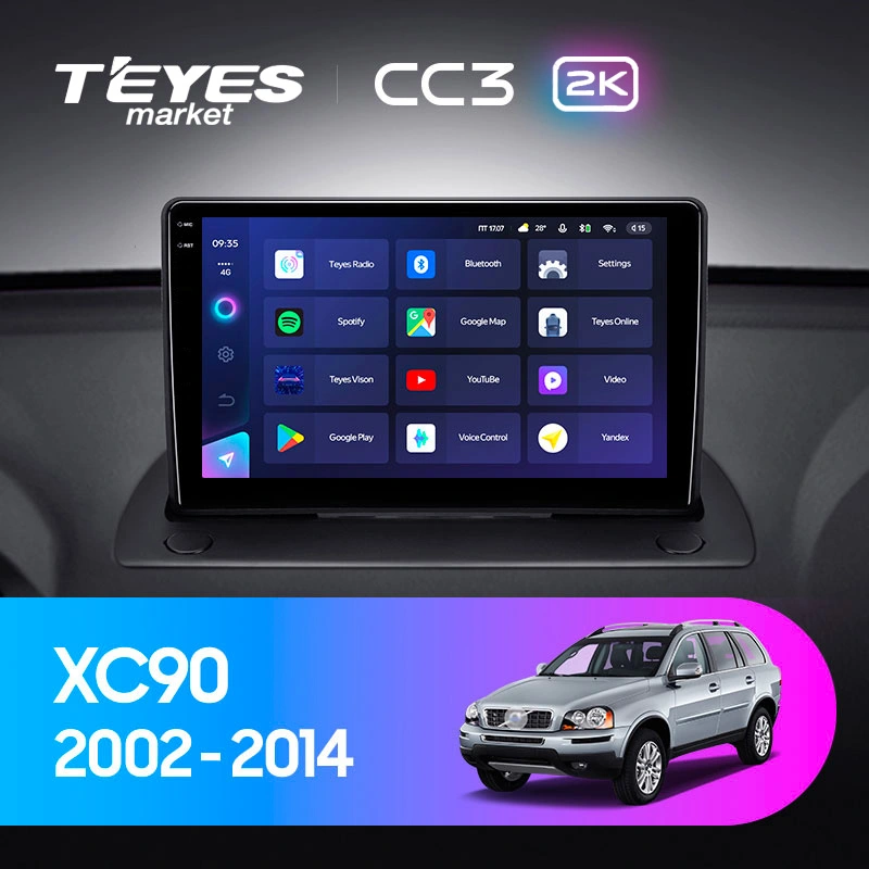 Комплект магнитолы TEYES CC3 2K 9.5" для Volvo XC90 I 2002-2014