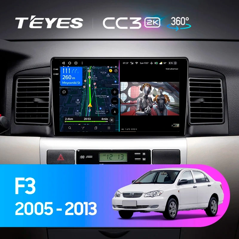 Комплект магнитолы TEYES CC3 2K 360 9.5" для BYD F3 I 2005-2013