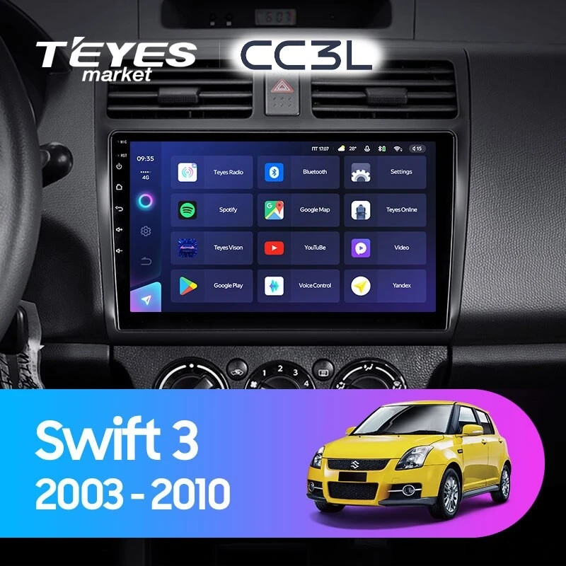 Комплект магнитолы TEYES CC3L 10.2" для Suzuki Swift