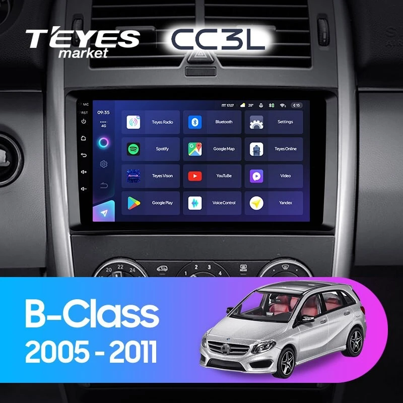 Комплект магнитолы TEYES CC3L 9.0" для Mercedes-Benz B-класс