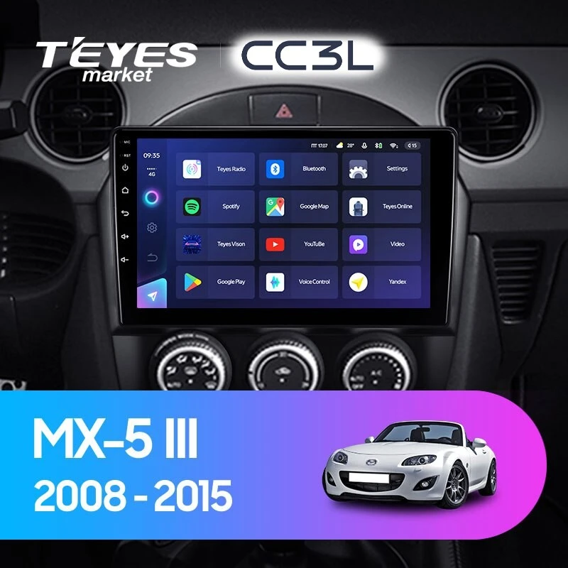 Комплект магнитолы TEYES CC3L 9.0" для Mazda MX-5