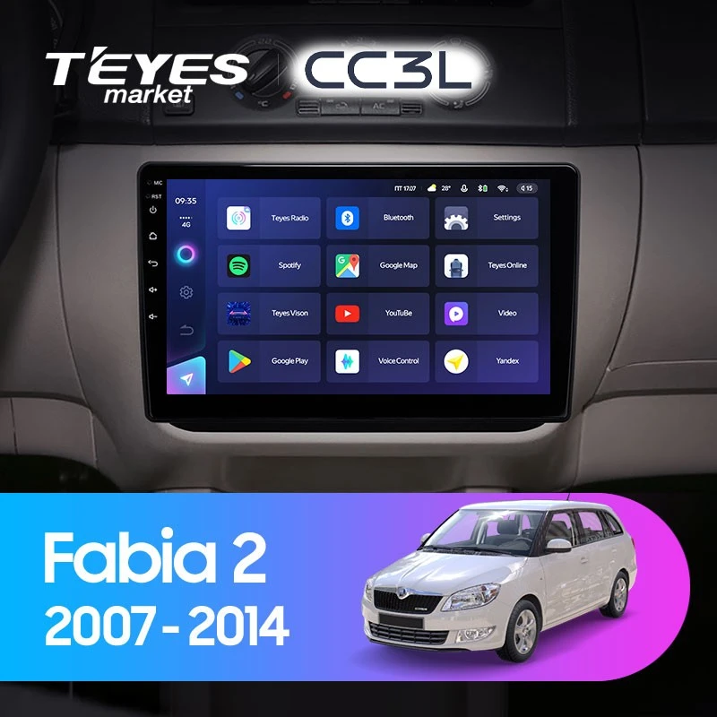 Комплект магнитолы TEYES CC3L 10.2" для Skoda Fabia