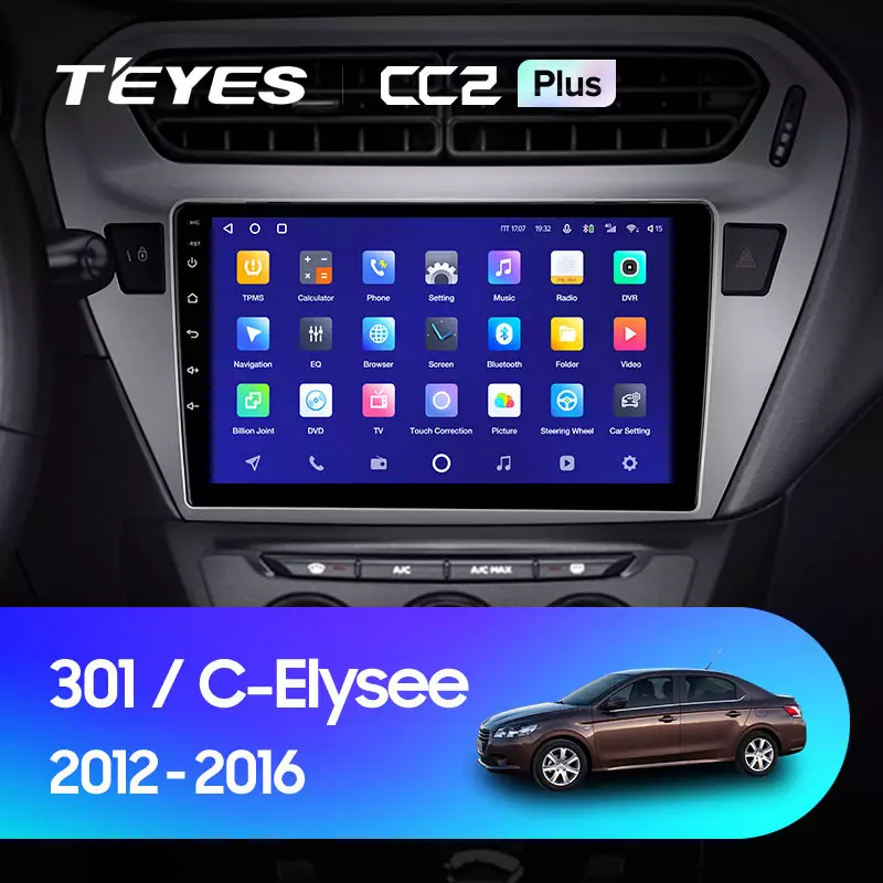 Комплект магнитолы TEYES CC2 Plus 9.0" для Peugeot 301 I 2012-2016