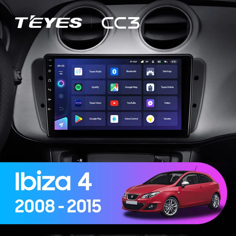 Комплект магнитолы TEYES CC3 9.0" для SEAT Ibiza IV 2008-2015
